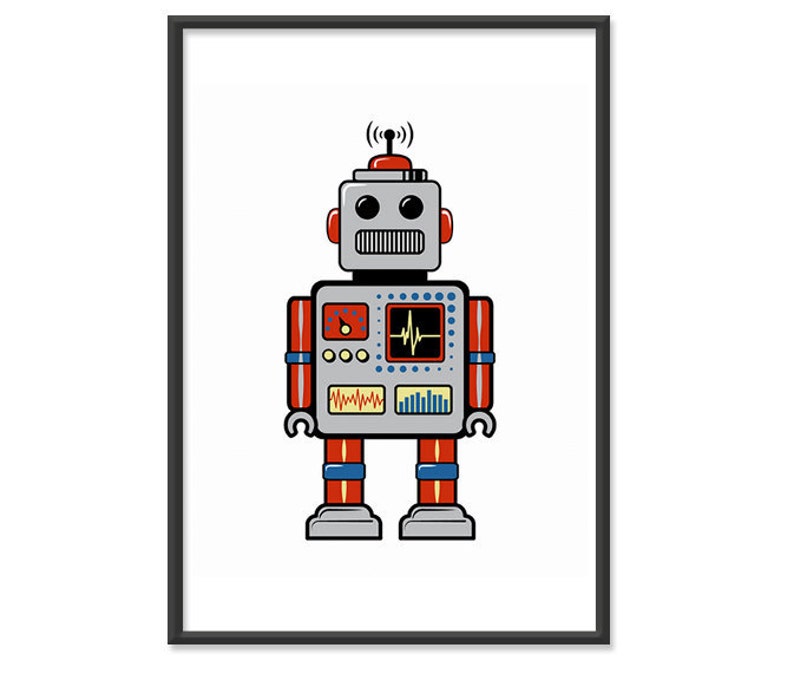 Robot Print / Robot Poster / Retro Robot 13x19 Art Print image 1