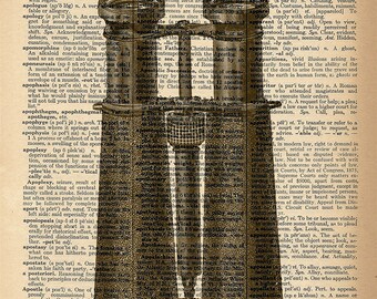 Dictionary Art Print - Binoculars - Upcycled Vintage Dictionary Page Poster Print - Size 8x10