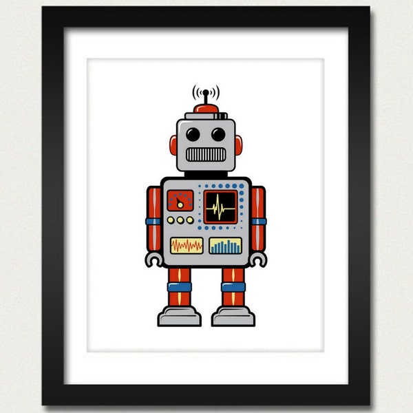 Robot Print / Robot Poster / Retro Robot - 8x10 Art Print