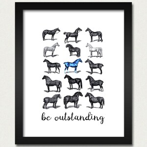 Ser excepcional - caballo vaquera pared colgante inspirador cartel impresión con azul - 8x10 cocina comedor dormitorio colegio infantil GirlGift