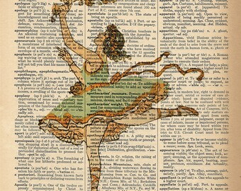 Dictionary Art Print - Ballerina Dancer - Upcycled Vintage Dictionary Page Poster Print - Size 8x10