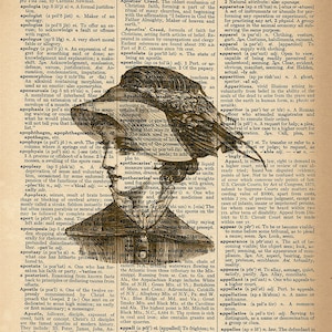 Dictionary Art Print - Victorian Woman - Upcycled Vintage Dictionary Page Poster Print - Size 8x10