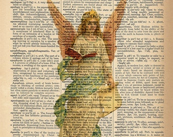 Dictionary Art Print - Christmas Angel -  Upcycled Vintage Dictionary Page Poster Print - Size 8x10