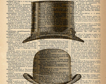 Dictionary Art Print - Fancy Hats - Upcycled Vintage Dictionary Page Poster Print - Size 8x10