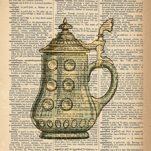 Dictionary Art Print - Beer Stein - Upcycled Vintage Dictionary Page Poster Print - Size 8x10