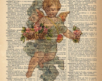 Dictionary Art Print - Baby Cherub - Upcycled Vintage Dictionary Page Poster Print - Size 8x10