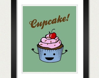 Cupcake Poster / Kitchen Print - 8x10 Art Print