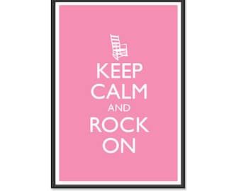 Keep Calm and Carry On - Keep Calm and Rock On - Humorous or Nursery Baby Room Poster - Multiple COLORS - 13x19 Art Print