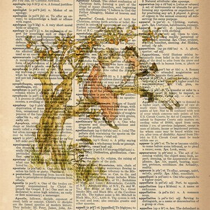 Diccionario arte impresión - niños escalando un árbol - Upcycled Vintage diccionario página cartel impresión - tamaño 8x10
