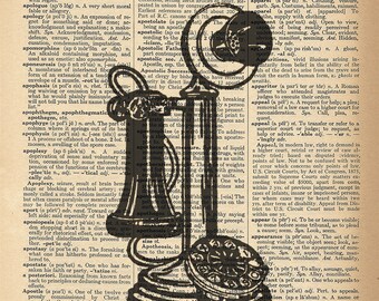 Dictionary Art Print - Vintage Phone - Handset Telephone - Upcycled Vintage Dictionary Page Poster Print - Size 8x10