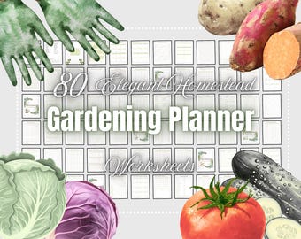 Elegant Homestead Gardening Planner, Seed Starting Log, Harvest Tracker (Digital Download)