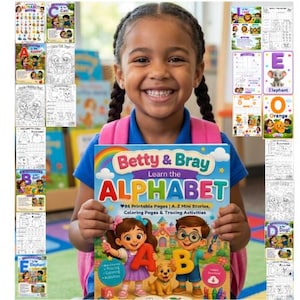 Betty & Bray Learn the Alphabet | Printable ABC Workbook | Preschool Learning Activities | Trace Color Learn | Ages 4-6 PDF