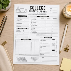 College Budget Planner Printable | Student Budget Worksheet | College Expense Tracker | Monthly Budget Template | College Finance Planner