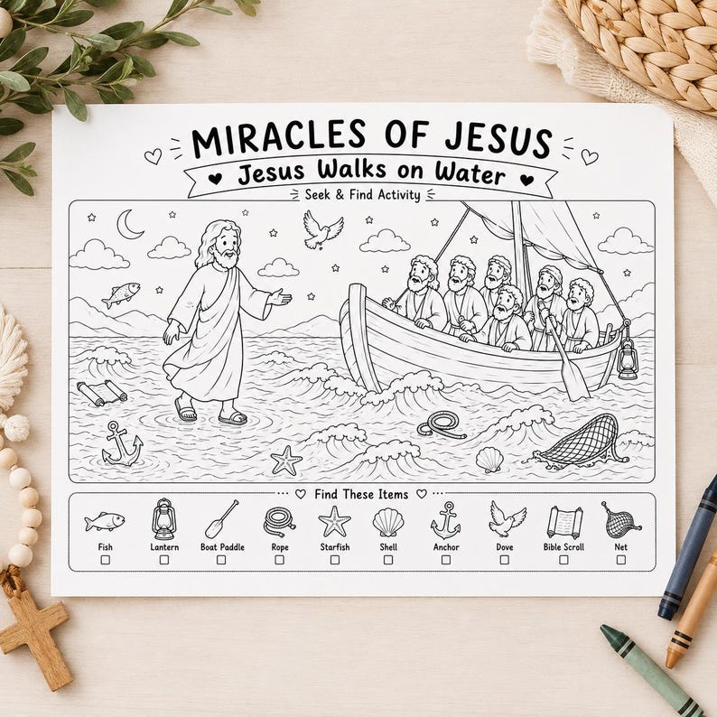 Bible Seek and Find Activity | Jesus Walks on Water Printable ...
