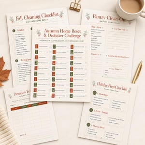 Fall Cleaning Checklist Printable, 30 Day Declutter Challenge, Home Organization Planner, Autumn Home Reset, Cleaning Checklist Bundle