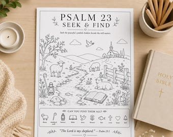 Psalm 23 suche und finde Printable | Christliche Kinderaktivität | Sonntagsschule Arbeitsblatt | Bibel Printable | Hausschulaktivität
