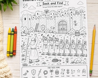 Joshua and the Battle of Jericho Seek and Find Printable | Bible Activity for Kids | Sunday School Worksheet | Christian Homeschool PDF
