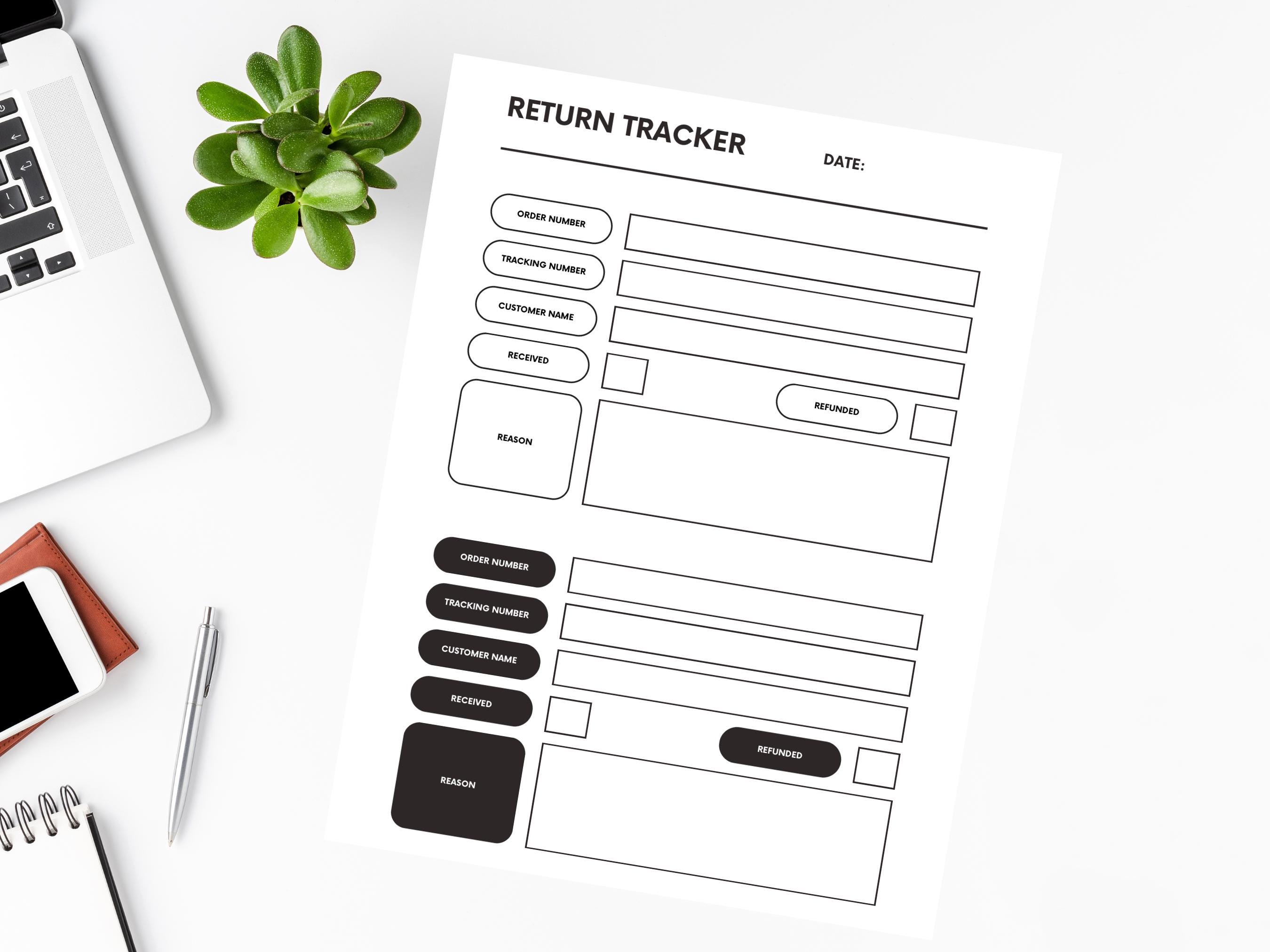 Return Tracker Printable for Small Business | Order & Refund Log Sheet ...