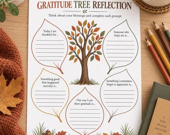 Gratitude Tree Reflection Worksheet, Thanksgiving Gratitude Printable for Kids, Fall Reflection Activity, Thankful Worksheet, Classroom Prin