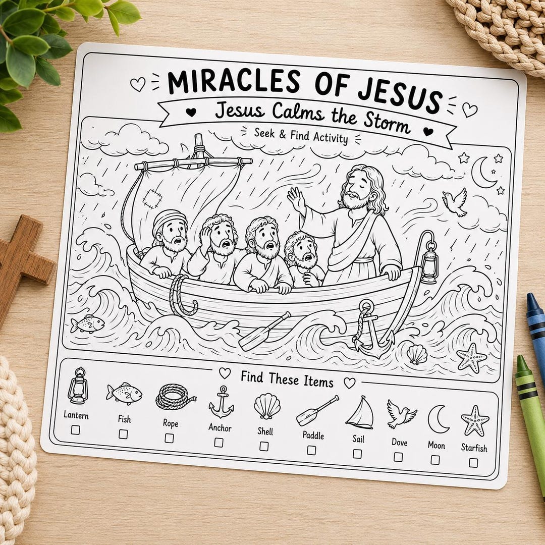 Jesus Calms the Storm Seek & Find Printable | Bible Activity for Kids ...