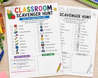 Klassenzimmer Schnitzeljagd für Kinder | Zurück zu Schulaktivität | Eisbrecher Spiel | Elementarlehrer-Ressource | PDF-Datei