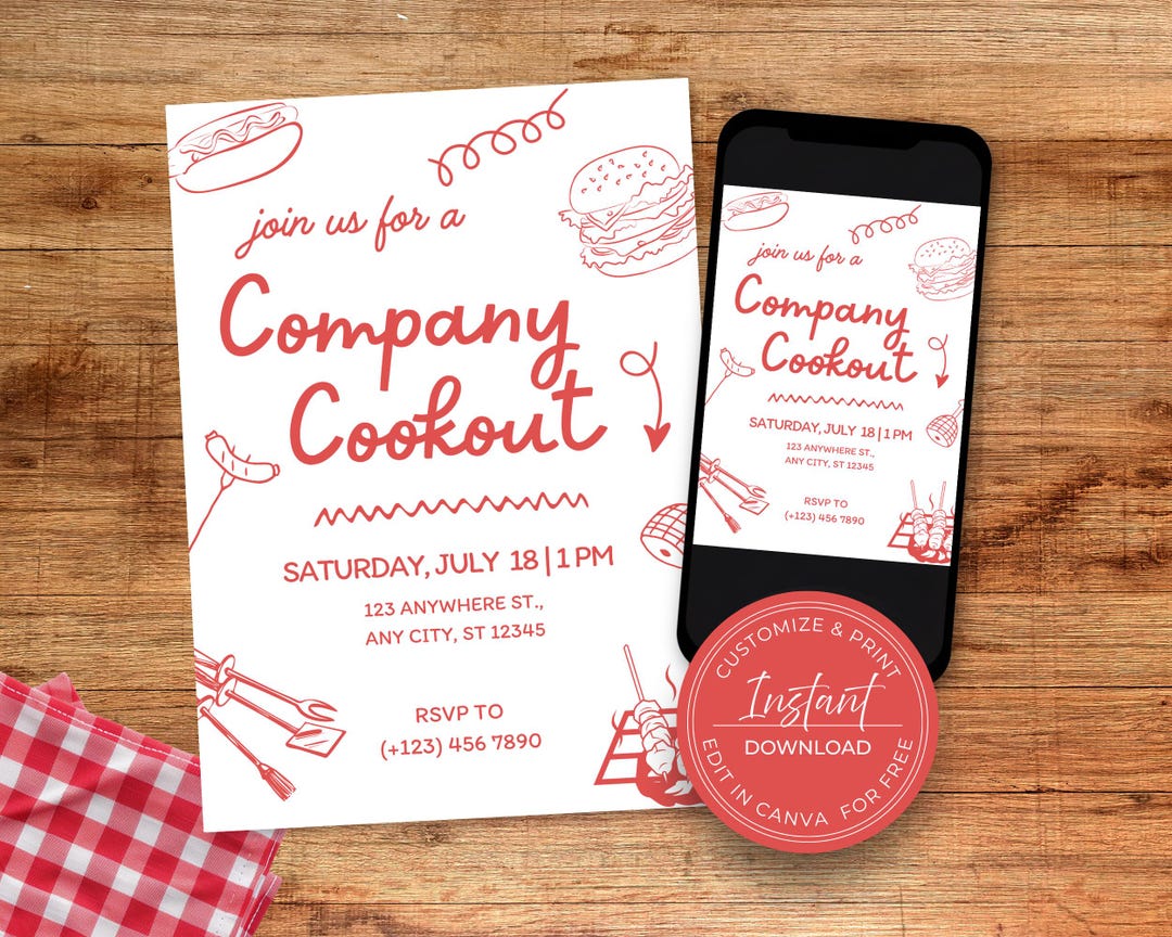 Company Cookout Invitation Template, Business BBQ Flyer, Corporate ...