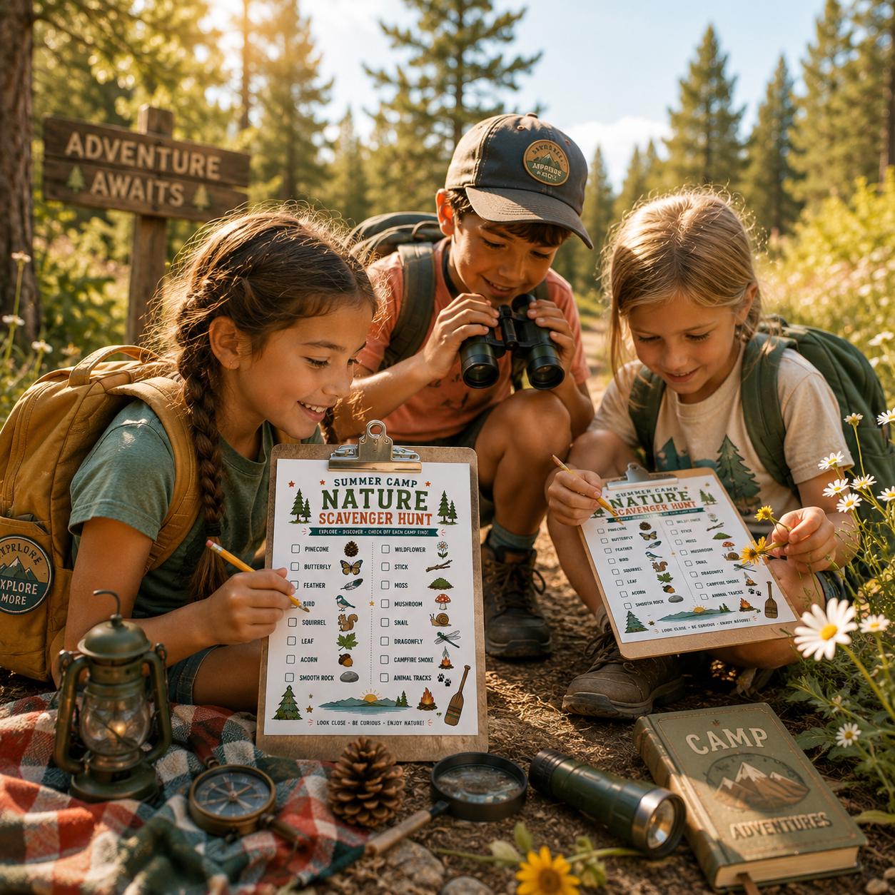 Summer Camp Nature Scavenger Hunt Printable for Kids, Outdoor Activity ...