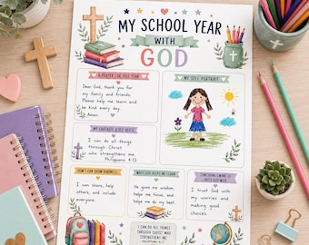 My School Year With God Printable, Christian Back to School Activity, Faith Based School Keepsake, Christian Homeschool Worksheet
