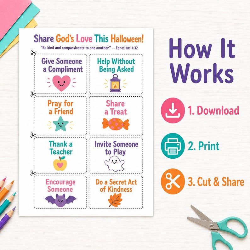 Christian Halloween Kindness Coupons, Sunday School Printable, Kids ...