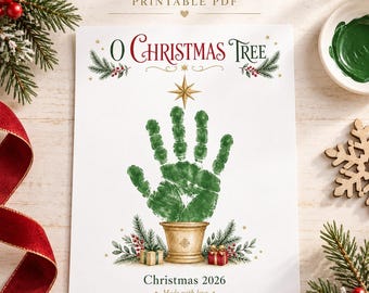 Christmas Handprint Art, O Christmas Tree Handprint Craft, Kids Christmas Keepsake, Toddler Preschool Holiday Activity, Printable PDF