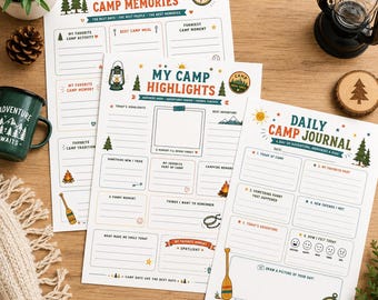 Kit diario dei ricordi del campeggio stampabile per bambini, pacchetto di ricordi del campeggio estivo, pagine di diario del campeggio, attività sui ricordi del campeggio, materiale stampabile per il campeggio per bambini