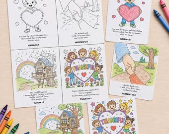 Kleurkaarten bijbelteksten voor kinderen afdrukbaar, schriftgeheugenkaarten, zondagsschoolactiviteit, pdf christelijke thuisschool, KJV