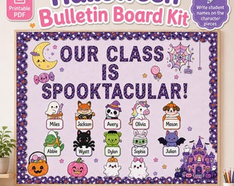 Halloween Bulletin Board Kit, Printable Classroom Decor, Personalized Student Name Display, Preschool Halloween Decor, Teacher PDF