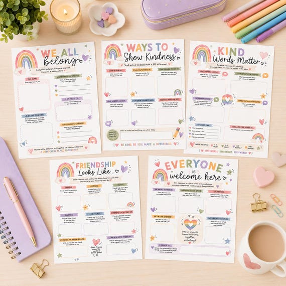 SEL Printable Bundle for Kids | Kindness & Friendship Worksheets | Inclusive Classroom Activities | Social Emotional Learning PDF