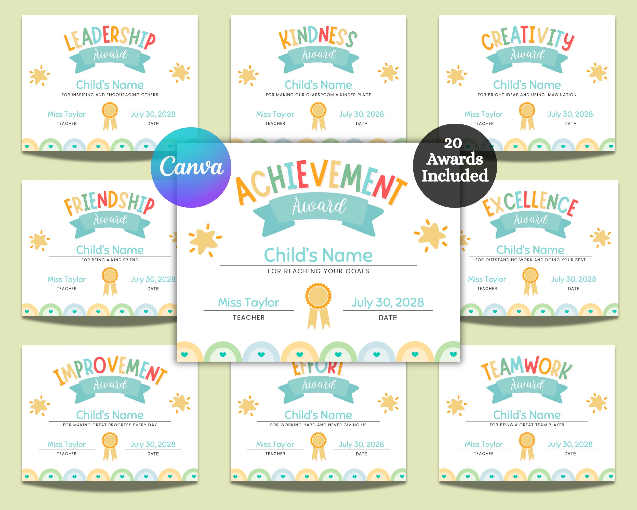 Classroom Awards Printable – 20 Unique Student Certificates | Editable ...