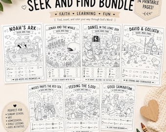 Bibel suchen und finden Bundle druckbare christliche Aktivitäten für Kinder Sonntagsschule VBS Homeschool Bibelspiele PDF