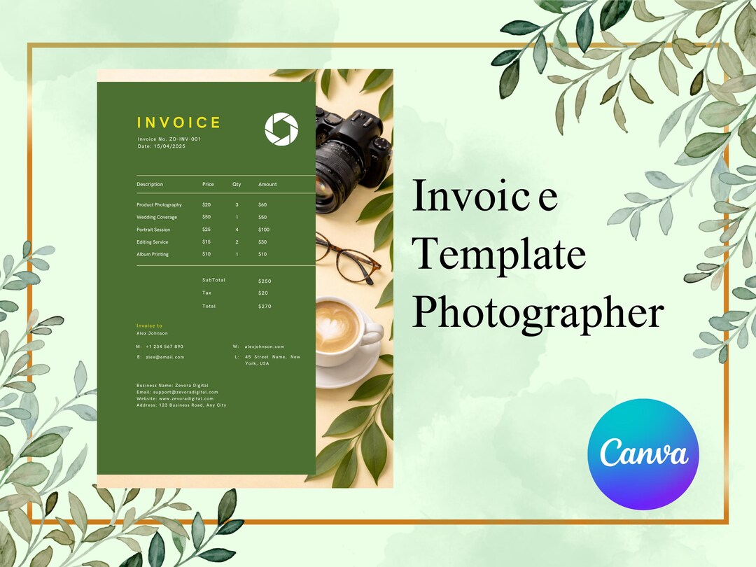 Photography Invoice Template for Freelancers & Small Businesses ...