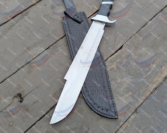 Handmade Predator Movie Inspired Replica Machete with Sheath – J2 Steel Blade & Horn-Micarta Handle