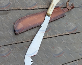 Handmade Predator 2 Movie Inspired Replica Machete with Camel Bone Handle & Sheath – J2 Steel