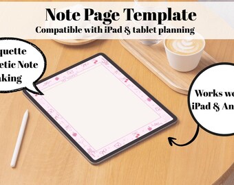 コケットノートページ（印刷可能）｜ピンクの美しいデジタルノート｜iPad & GoodNotesノートページ