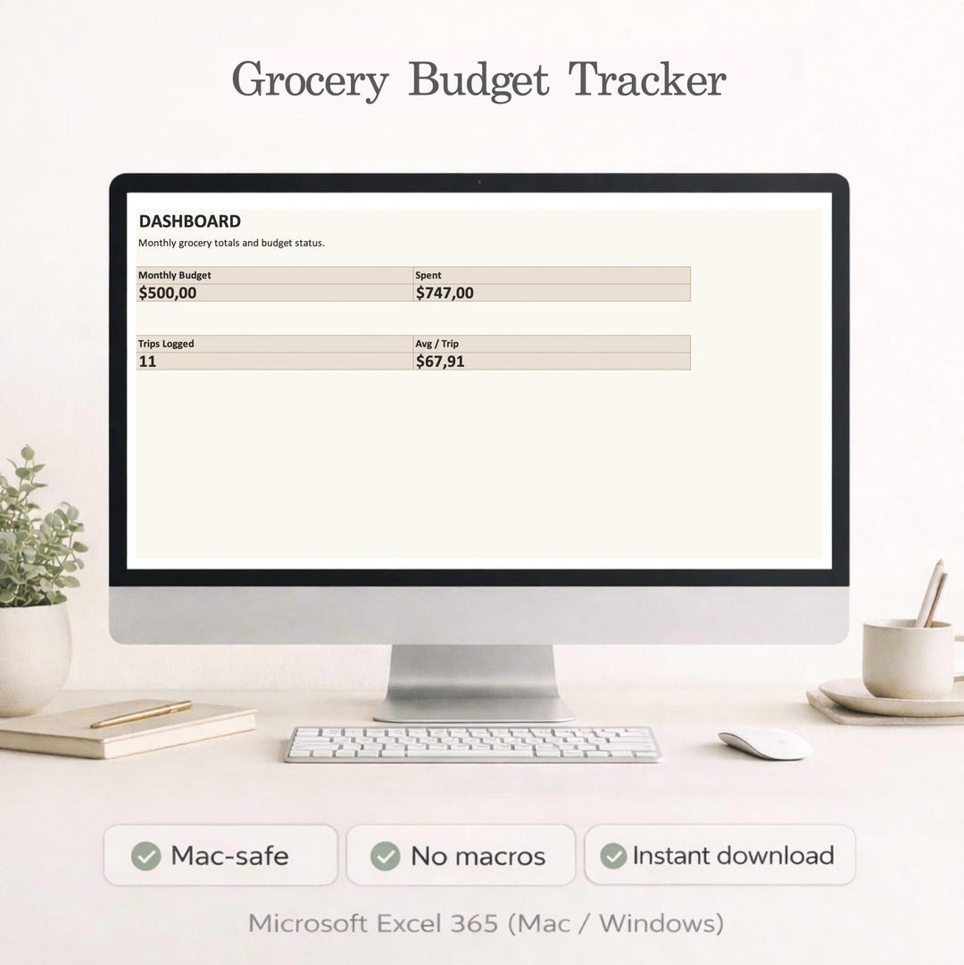 Grocery Budget Tracker Excel Template | Monthly Grocery Spending ...