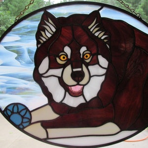 Custom Stained Glass Dog Juuso Commission image 1