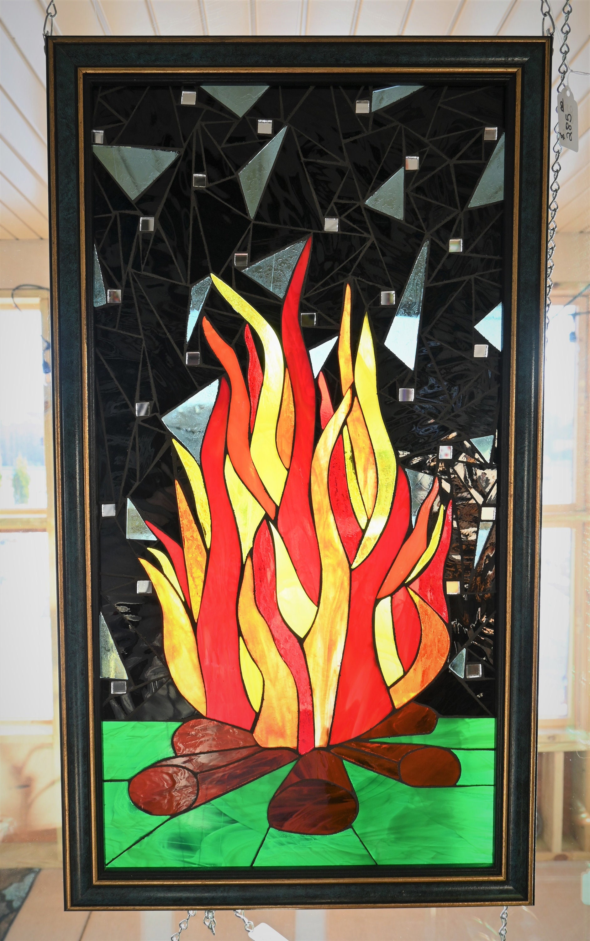 Mozaico Mosaïques - Flamme de feu, Motifs mosaïque, Œuvre d'art mosaïque, Incrustation de sol