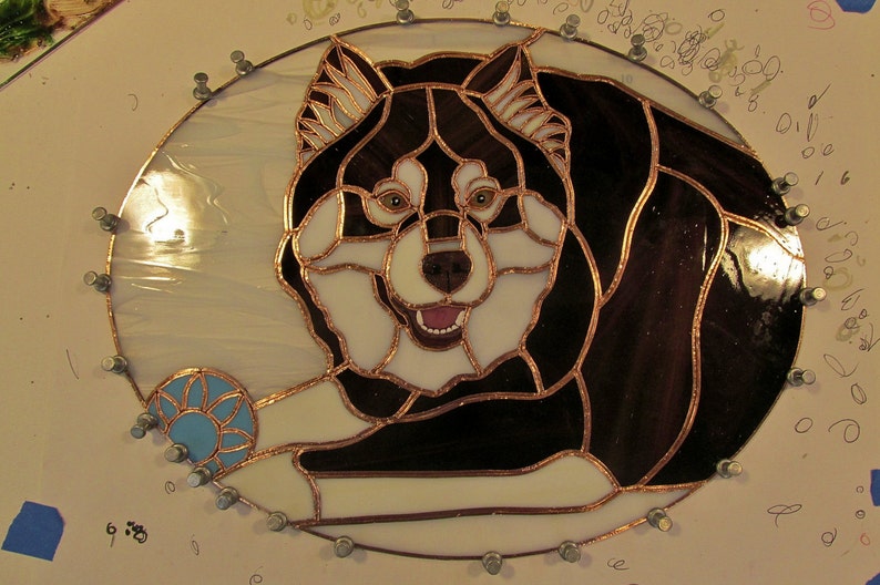 Custom Stained Glass Dog Juuso Commission image 2