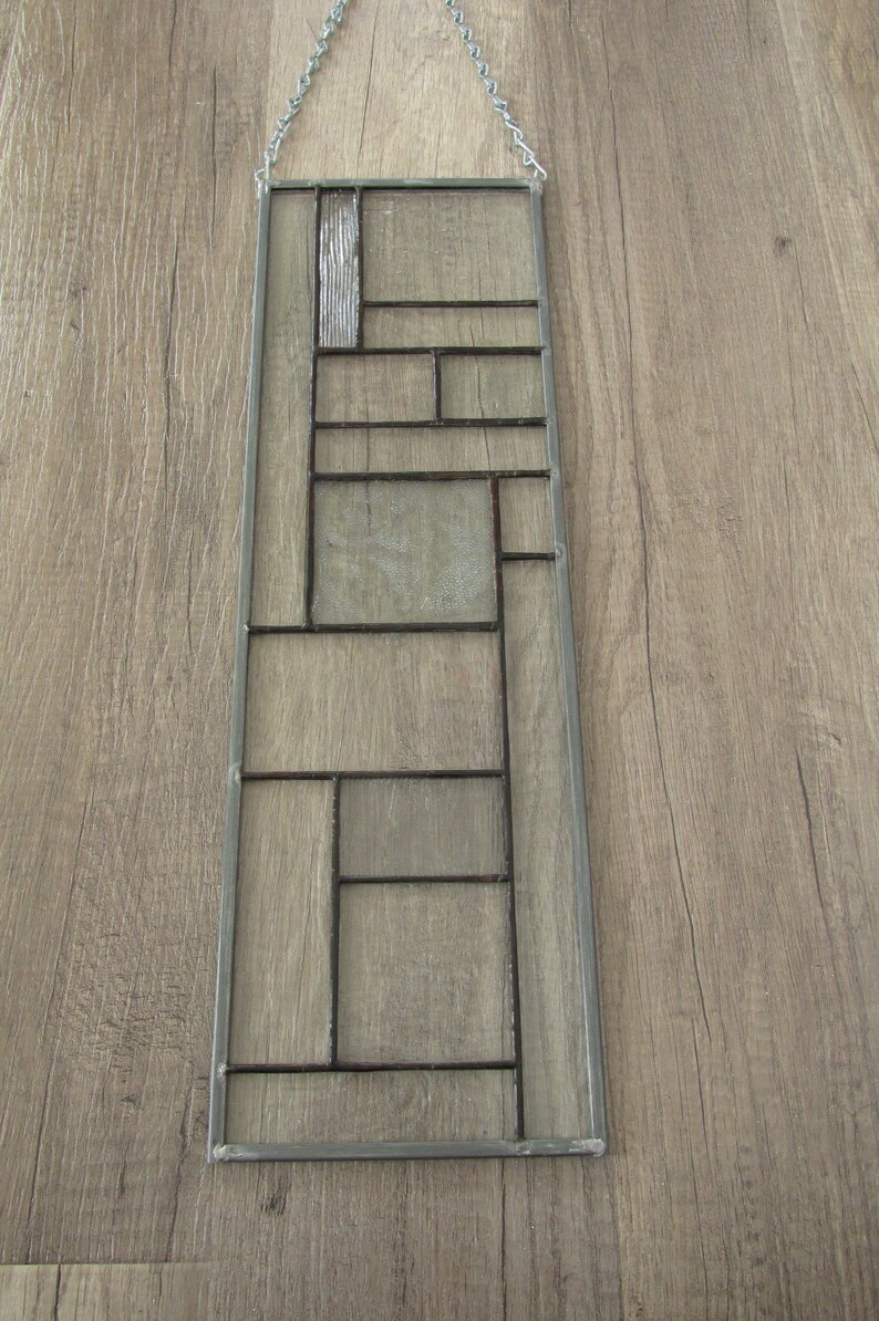Geometric Clear Stained Glass Rectangle Etsy