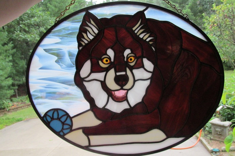 Custom Stained Glass Dog Juuso Commission image 1