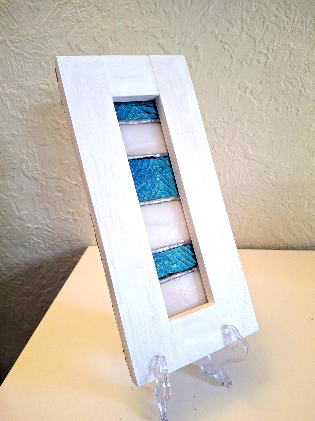 WAVES Textured Stained Glass Panel - Etsy