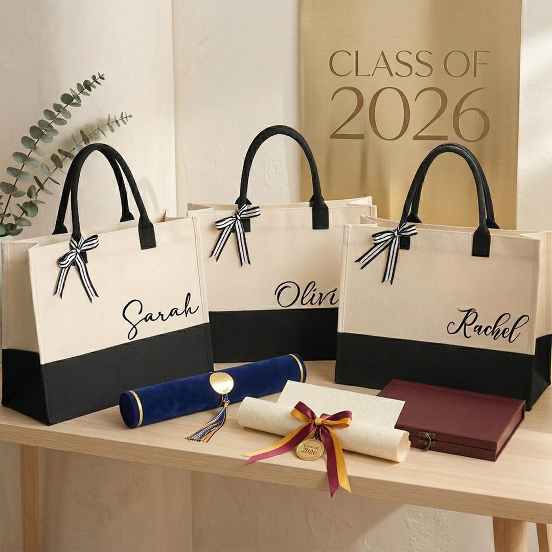 Personalized Senior Gift Bags, Custom Class of 2026 Bags, Ribbon Tie ...