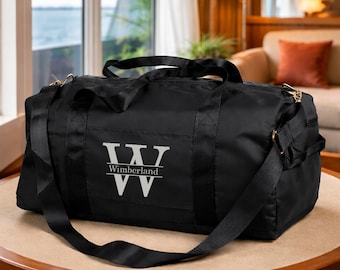 Personalized Duffel Bag, Custom Monogrammed Bags, Initials Printed Gift, Weekender Travel Bag