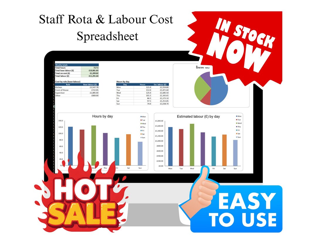 Staff Rota & Labour Cost Spreadsheet, Small Business Scheduling System ...